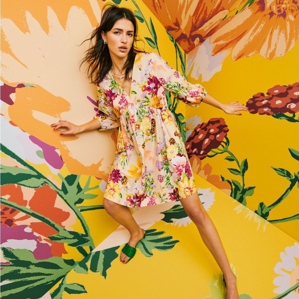 V-Neck Floral Dress